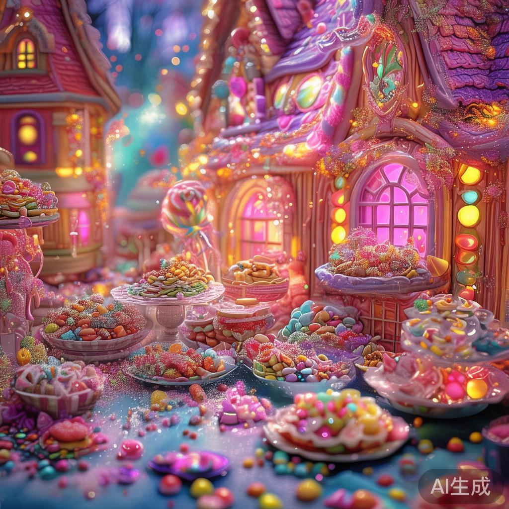 在一次精彩的糖果派对中，缤纷的色彩、诱人的香味让人