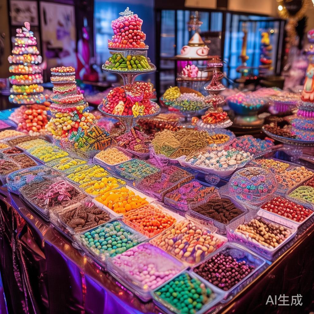 派对中的最大亮点在于丰富的糖果美食。除了传统的巧克